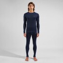 Odlo Herren Active Warm Base-Layer-Set, Langarmshirt und Hose, Marineblau