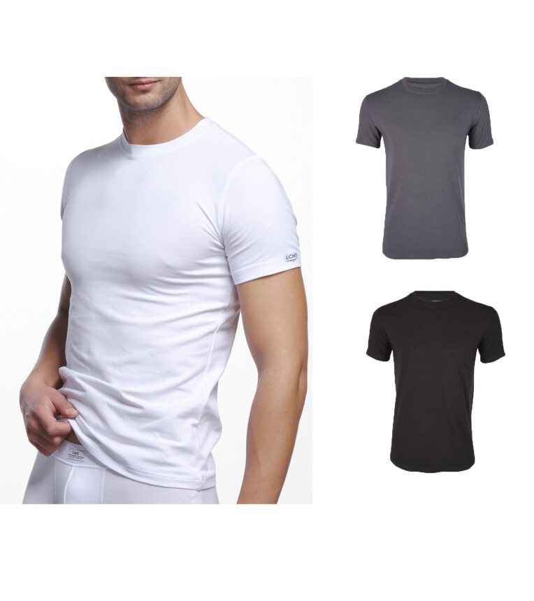 T-Shirt LORD, Unterhemd, Kurzarm, Rundhals, Baumwolle und Elastan, Slimfit 287 dunkelgrau M