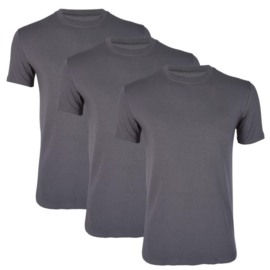 3er-Pack T-Shirt LORD, Unterhemd, Kurzarm, Rundhals, Baumwolle und Elastan, Slimfit dunkelgrau M