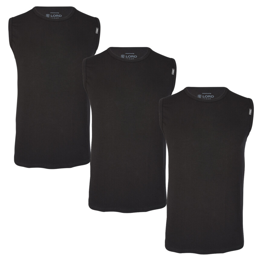 3er Pack T-Shirt LORD Tank Top Muskelshirt Unterhemd Ärmellos schwarz L