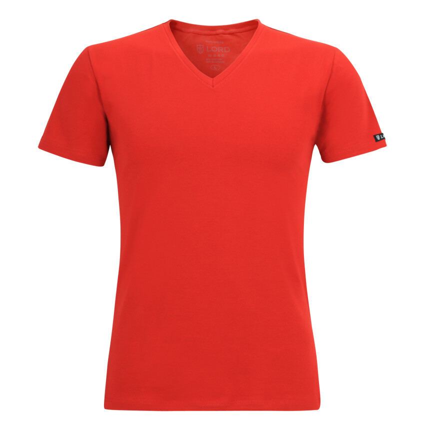 T-Shirt LORD V-Neck, Unterhemd V-Ausschnitt, Baumwolle und Elastan, Slimfit L rot